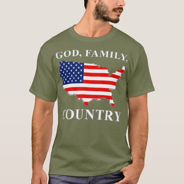 Camiseta País de la Familia Dios Ee.Uu. Bandera Jesucristo (Anverso)