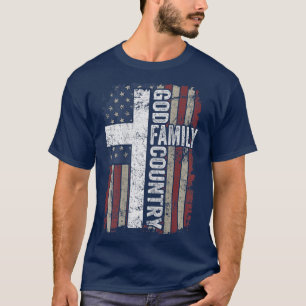 Camiseta País de la familia Dios Patriótico Cruz Cristiana 