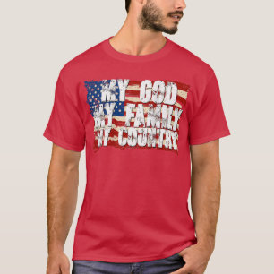Camiseta País de la familia My God Country American Flag Pa