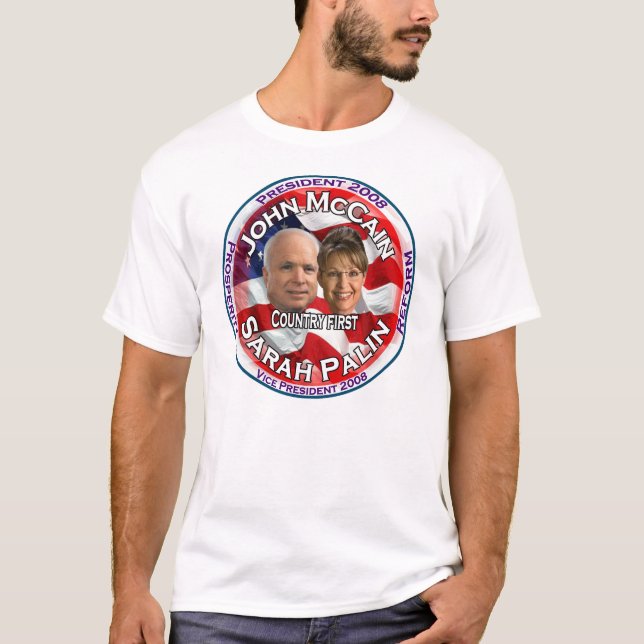 Camiseta País de McCain Palin primero (Anverso)
