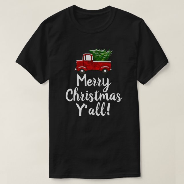 Camiseta País divertido rojo de Yall de las Felices Navidad (Diseño del anverso)
