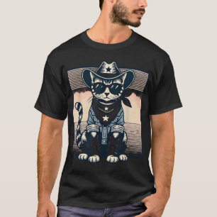 Camiseta País Gato De Cowboy Rosa País Cottagecato Occident