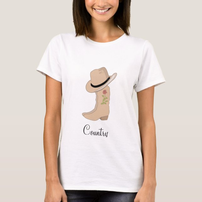 Camiseta País Gorra beige y brotes con flores (Anverso)