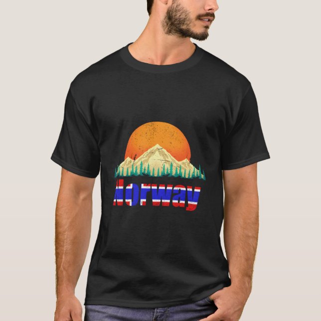 Camiseta País nórdico Montañas noruegas de bandera Noruega (Anverso)