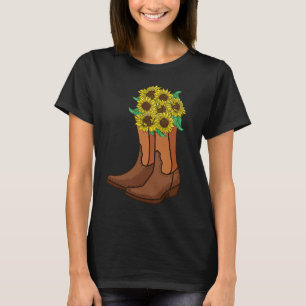 Camiseta País Vaquero Botas de Girasol para Mujeres y Niñas