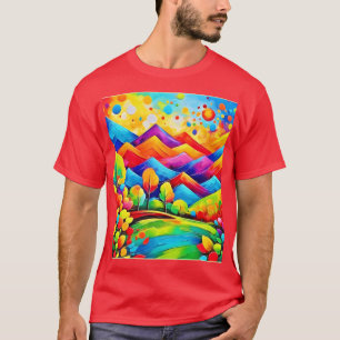 Camiseta Paisaje abstracto de las montañas del arco iris