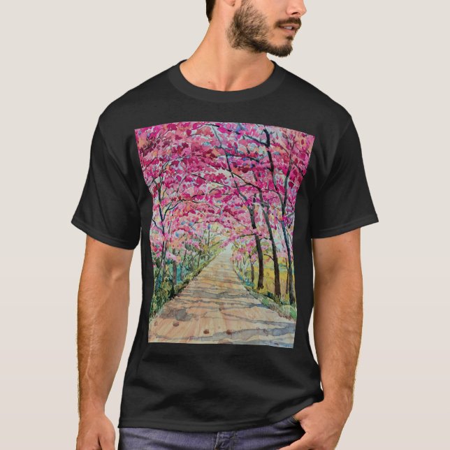 Camiseta Paisaje acuático de la carretera de cerezos del Hi (Anverso)
