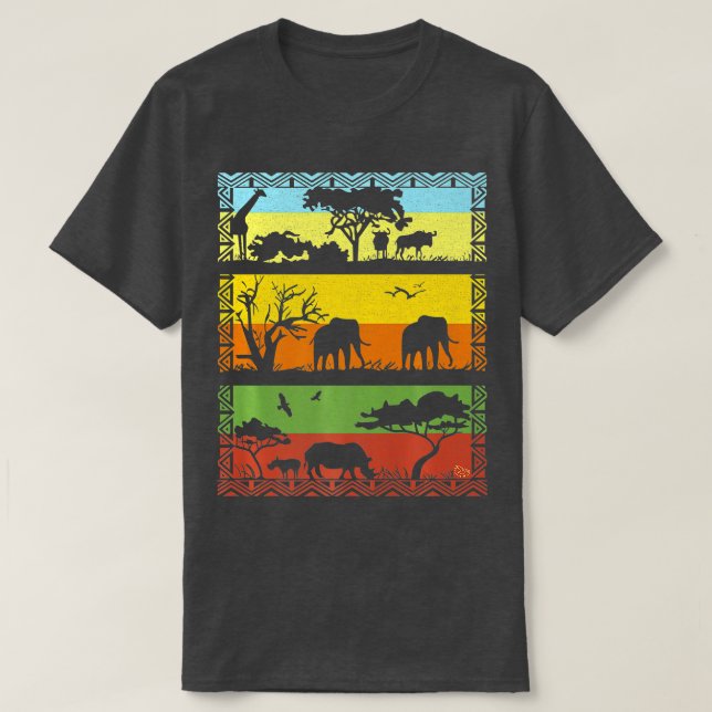 Camiseta Paisaje africano de Savannah con Safari Animal Sil (Diseño del anverso)