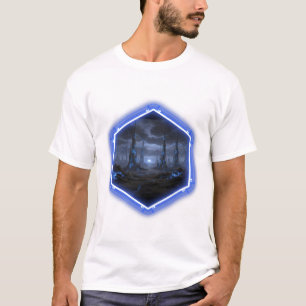 Camiseta Paisaje Alien Azul Con Mandelbrot