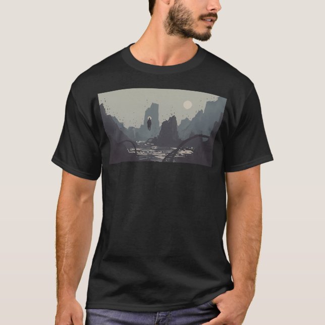 Camiseta Paisaje artístico de Pixel 001 (Anverso)