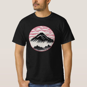 Camiseta Paisaje artístico japonés de montaña vintage