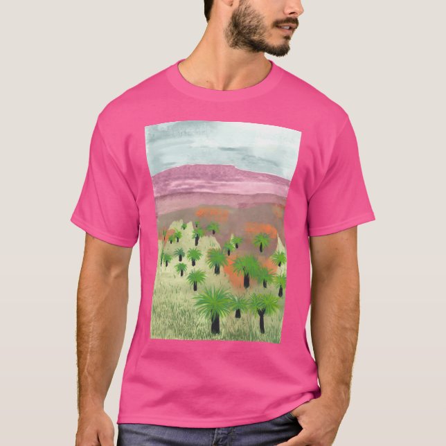 Camiseta Paisaje australiano con árboles de hierba activos (Anverso)