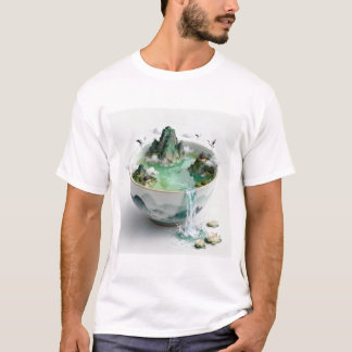 Camiseta Paisaje chino de moda en un tazón | Verde sereno