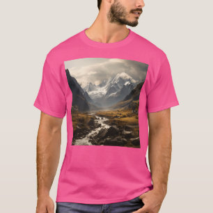 Camiseta Paisaje Cinematográfico De Montaña Con Agua Fluida