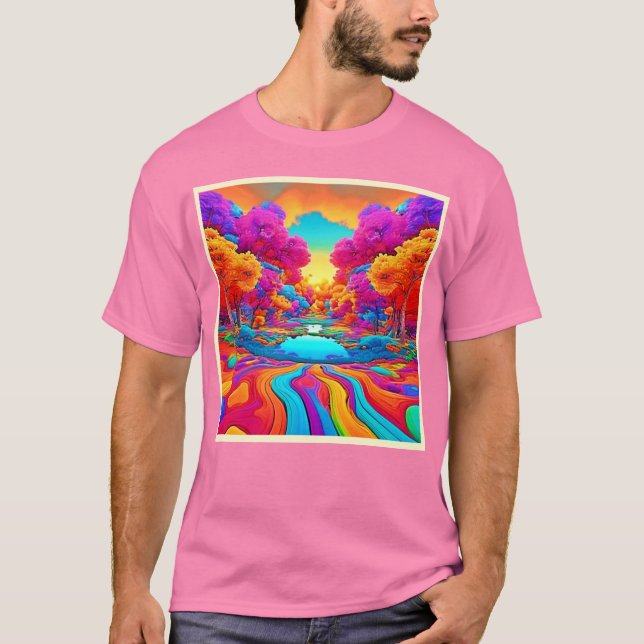 Camiseta Paisaje colorido de fantasía (Anverso)