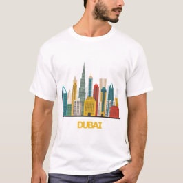 Camiseta paisaje colorido del dibujo animado de Dubai