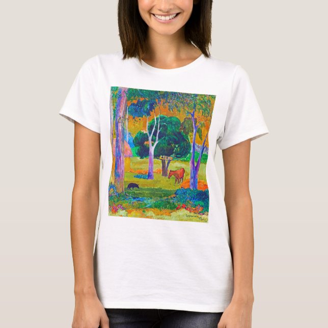 Camiseta Paisaje con cerdo y caballo, Gauguin (Anverso)