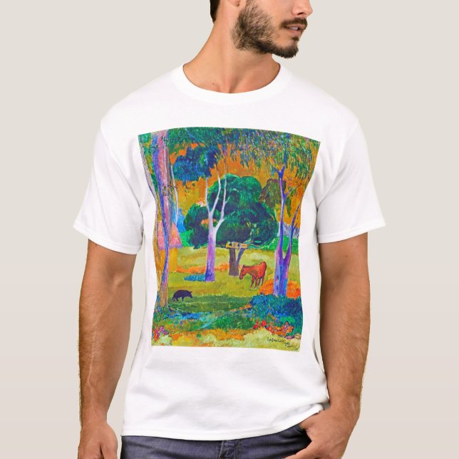 Camiseta Paisaje con cerdo y caballo, Gauguin (Anverso)
