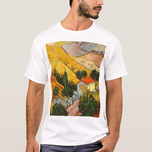 Camiseta Paisaje con House y PloughmaVincent van Gogh (Anverso)