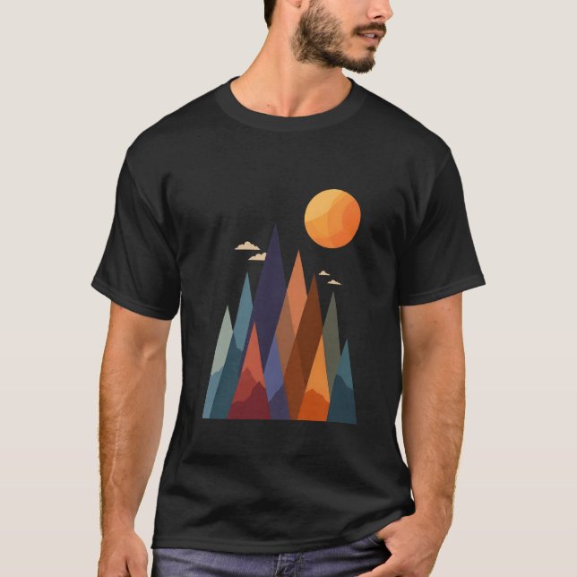Camiseta Paisaje con montañas y sol (Anverso)