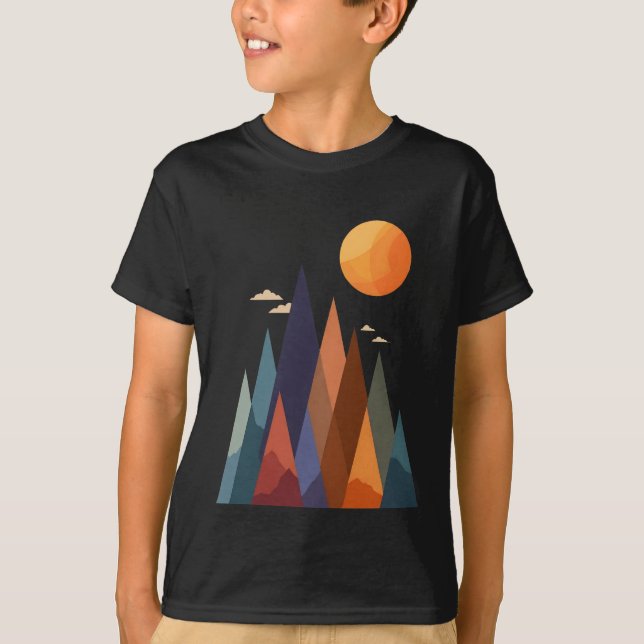 Camiseta Paisaje con montañas y sol (Anverso)