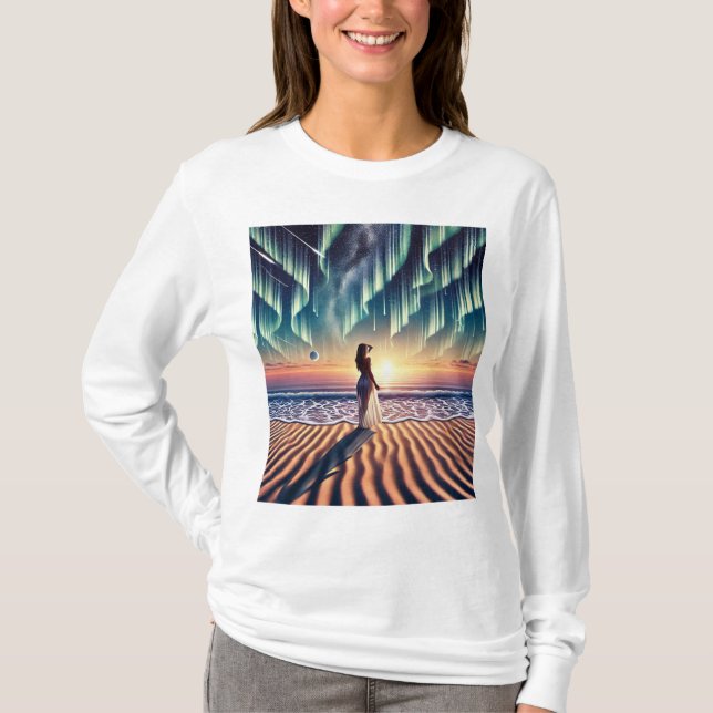 Camiseta Paisaje Cósmico De La Playa: Aurora Soñando Enferm (Anverso)