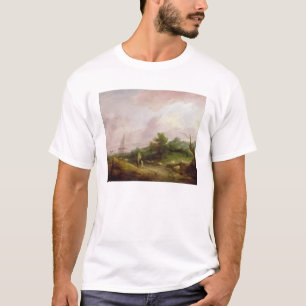 Camiseta Paisaje costero con un pastor y su multitud, c