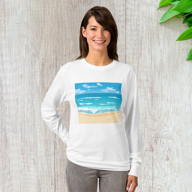 Camiseta Paisaje costero de la escena de la playa del Océan (Subido por el creador)