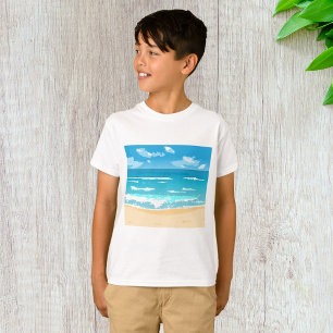 Camiseta Paisaje costero de la escena de la playa del Océan
