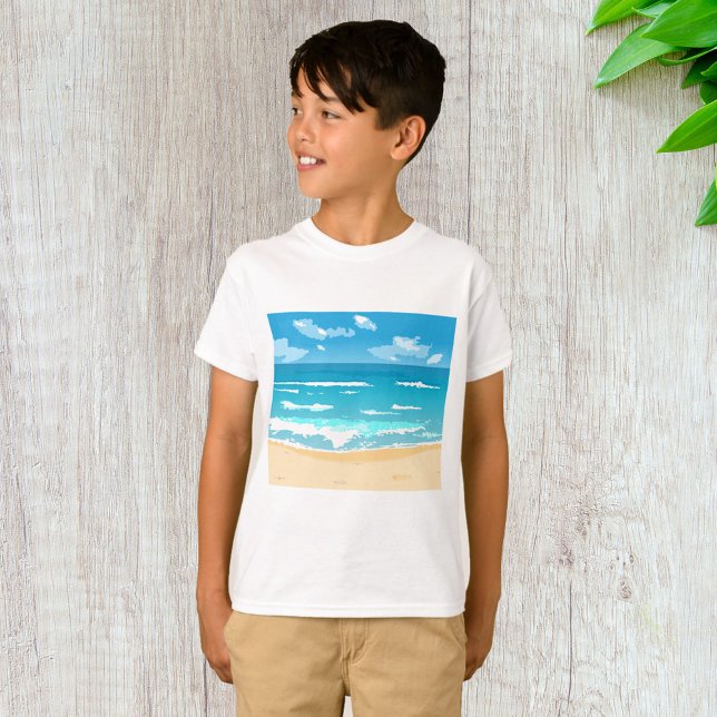 Camiseta Paisaje costero de la escena de la playa del Océan (Subido por el creador)