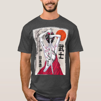 Camiseta Paisaje cultural samurai japonés vintage Sakura Ch
