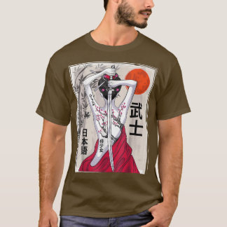 Camiseta Paisaje cultural samurai japonés vintage Sakura Ch