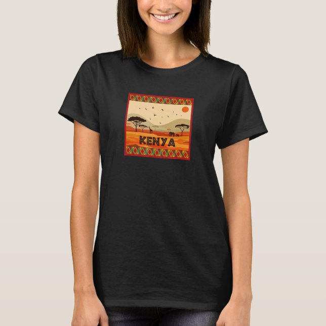 Camiseta Paisaje de animales de África Savannah en Kenia (Anverso)