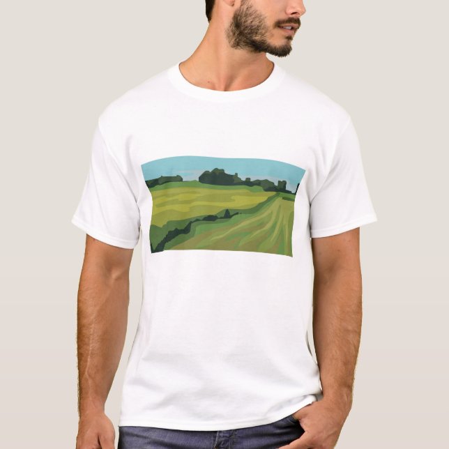 Camiseta Paisaje de campo verde (Anverso)