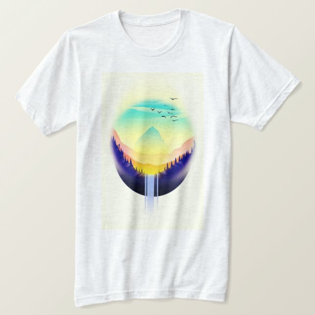 Camiseta Paisaje de Cascada (Anverso del diseño)