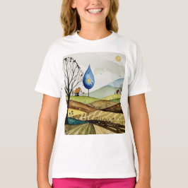 Camiseta paisaje de colinas con casas pequeñas