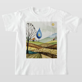 Camiseta paisaje de colinas con casas pequeñas