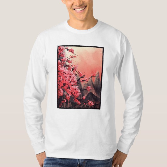Camiseta Paisaje de flores de cerezo (Anverso)