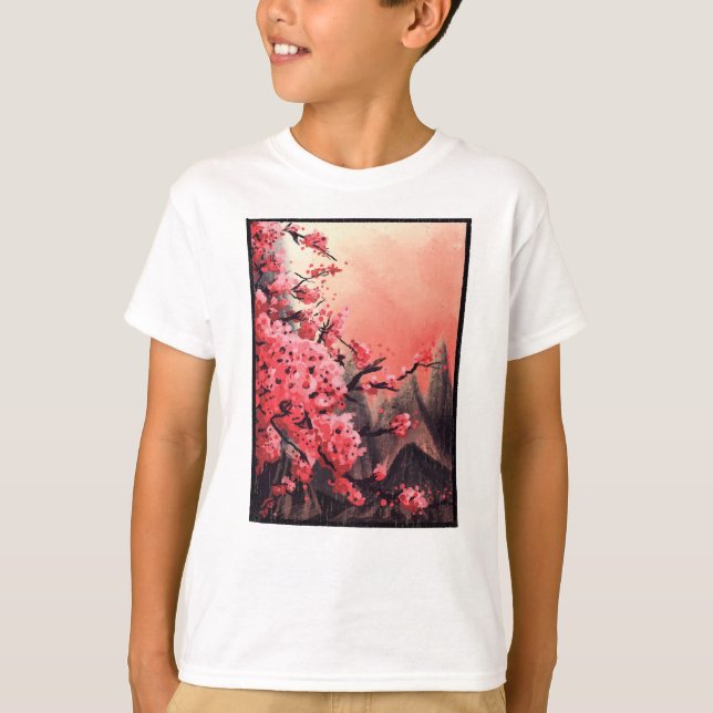 Camiseta Paisaje de flores de cerezo (Anverso)