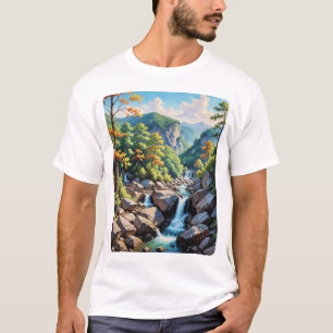 Camiseta Paisaje de la cascada de Serene Mountain