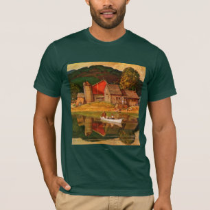 Camiseta Paisaje de la charca de la granja por la aguamiel
