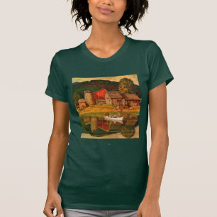 Camiseta Paisaje de la charca de la granja por la aguamiel