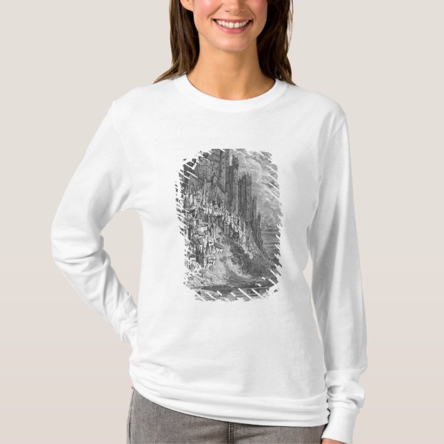 Camiseta Paisaje de la fantasía con la ciudad y el castillo (Anverso)