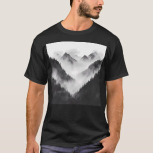 Camiseta Paisaje de las Montañas Blancas Y Negras Activo