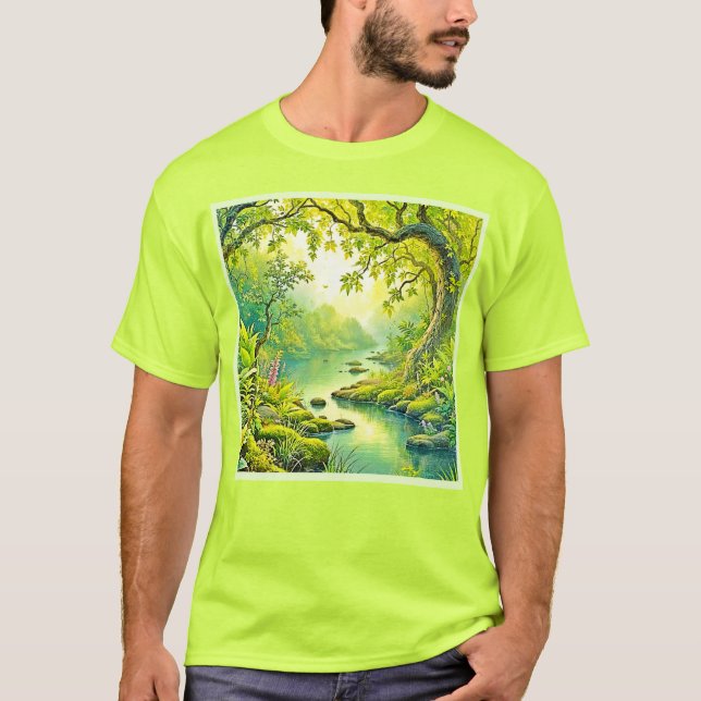 Camiseta Paisaje de los bosques iluminados por el sol (Anverso)
