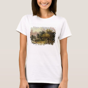 Camiseta Paisaje de madera con mujeres y niños caminando ha