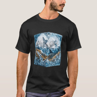 Camiseta Paisaje de montaña con nieve en la cima Escena de