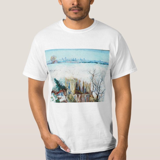 Camiseta Paisaje de nieve con Arles por Vincent van Gogh (Anverso)