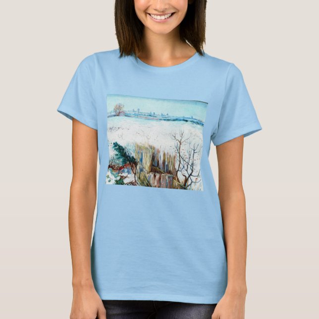 Camiseta Paisaje de nieve con Arles por Vincent van Gogh (Anverso)