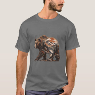 Camiseta Paisaje de oso caminando en la naturaleza